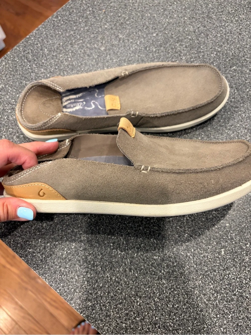 Olukai Men's Brown Suede Slip-On Loafers 8.5